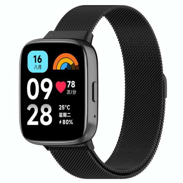 For Redmi Watch 3 Lite / Watch 3 Active Milan Metal Watch Band(Black)