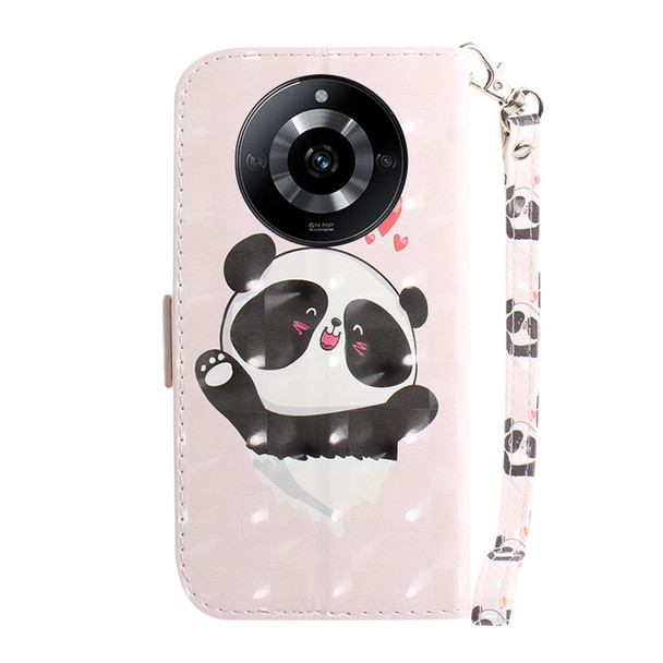 For Realme 11 5G/Narzo 60 India Version 3D Colored Horizontal Flip Leatherette Phone Case(Heart Panda)