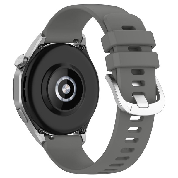 For Huawei Watch GT4 41mm 18mm Liquid Glossy Silver Buckle Silicone Watch Band(Dark Gray)
