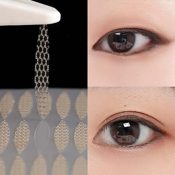 4 PCS Sticky Double Eyelid Stickers When Exposed To Water, Natural Invisible Lace Olives Glue-Free Beauty Eye Stickers(Lace Olive-Roll )