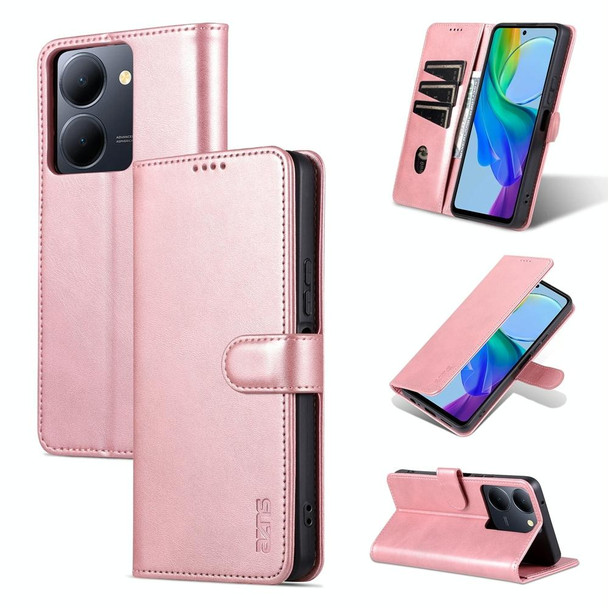 For vivo Y78 5G / Y36 / Y27 5G AZNS Skin Feel Calf Texture Flip Leather Phone Case(Rose Gold)