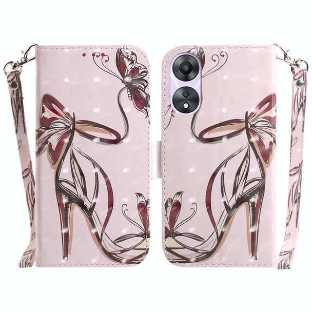 For OPPO A78 4G 3D Colored Horizontal Flip Leatherette Phone Case(Butterfly High-heeled)