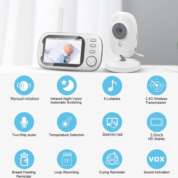 ABM600 3.5 inch Wireless Video Night Vision Baby Monitor Security Camera(US Plug)
