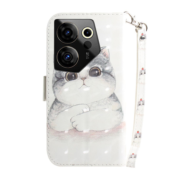 For Tecno Camon 20 Premier 5G 3D Colored Horizontal Flip Leatherette Phone Case(Cute Cat)