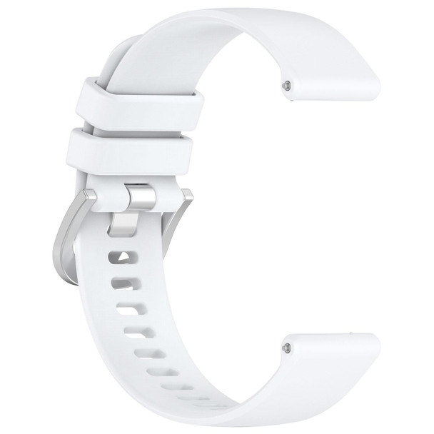 For Huawei Watch GT4 41mm 18mm Liquid Glossy Silver Buckle Silicone Watch Band(White)