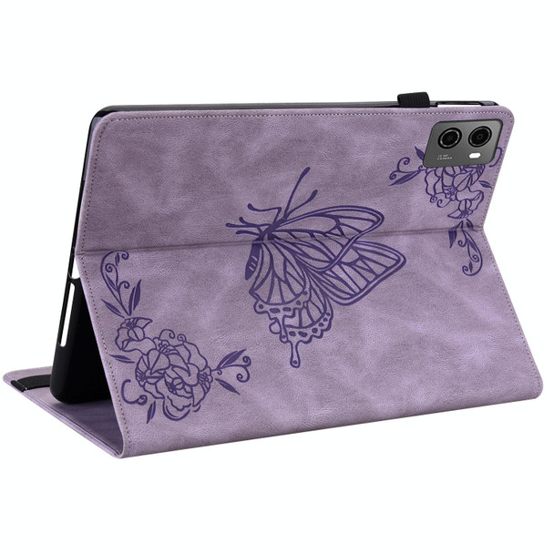 For Lenovo Legion Y700 2023 Butterfly Flower Embossed Leatherette Tablet Case(Purple)