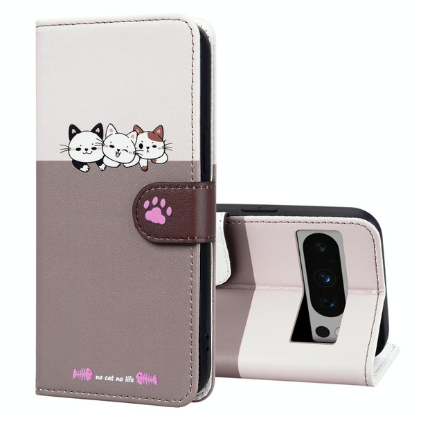 For Google Pixel 8 Pro Cute Pet Series Color Block Buckle Leatherette Phone Case(Pale Mauve)