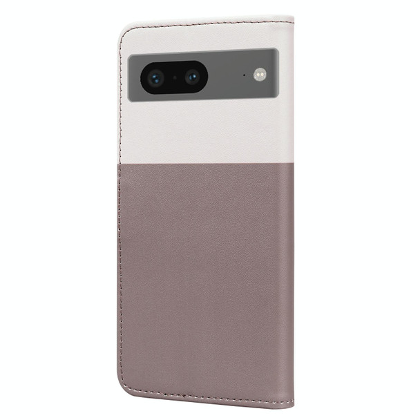 For Google Pixel 7 Cute Pet Series Color Block Buckle Leatherette Phone Case(Pale Mauve)