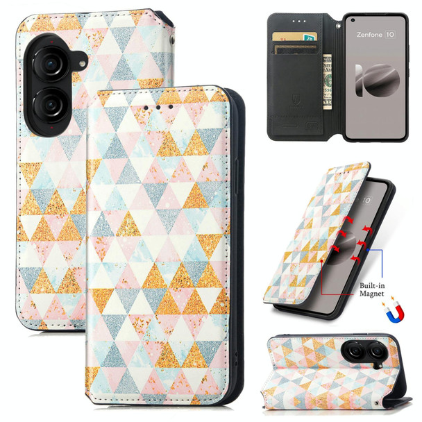 For ASUS  Zenfone 10 CaseNeo Colorful Magnetic Leatherette Phone Case(Rhombus)