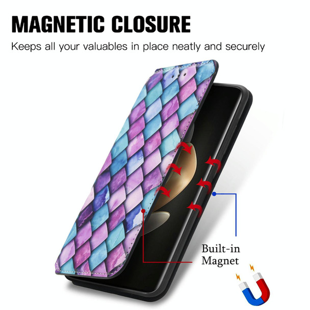 For vivo S17 CaseNeo Colorful Magnetic Leatherette Phone Case(Purple Scales)