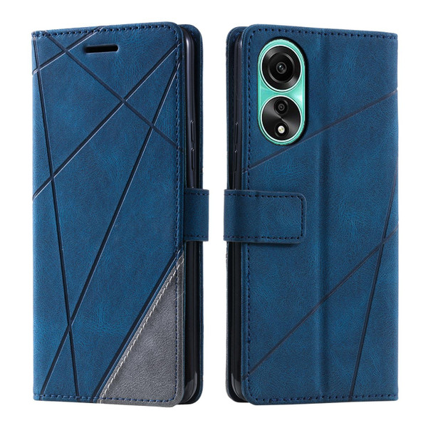 For OPPO A78 4G Skin Feel Splicing Leatherette Phone Case(Blue)