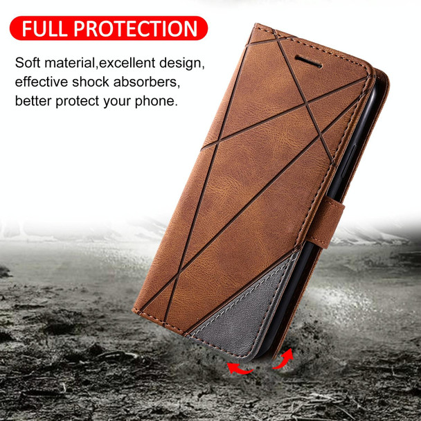 For OPPO A58 4G Skin Feel Splicing Leatherette Phone Case(Brown)