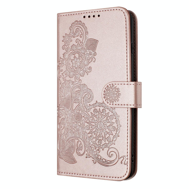 For Google Pixel 6 Pro Datura Flower Embossed Flip Leatherette Phone Case(Rose Gold)