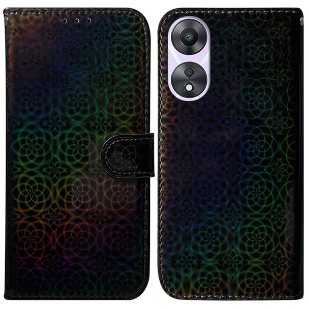 For OPPO A58 4G Colorful Magnetic Buckle Leatherette Phone Case(Black)