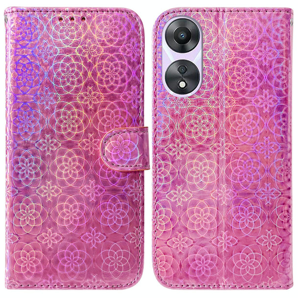 For OPPO A58 4G Colorful Magnetic Buckle Leatherette Phone Case(Pink)