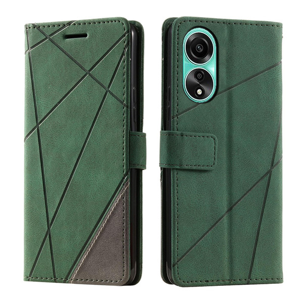 For OPPO A78 4G Skin Feel Splicing Leatherette Phone Case(Green)