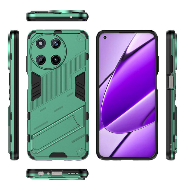 For Realme 11 4G Global Punk Armor 2 in 1 PC + TPU Phone Case with Holder(Green)