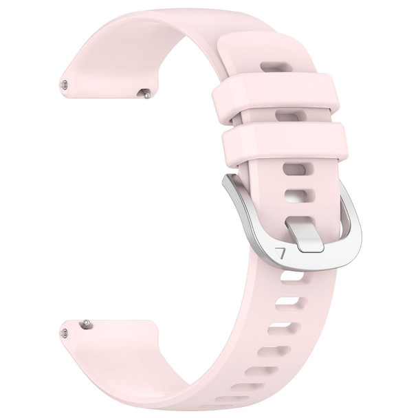 For Garmin Vivoactive 5 Liquid Glossy Silver Buckle Silicone Watch Band(Pink)