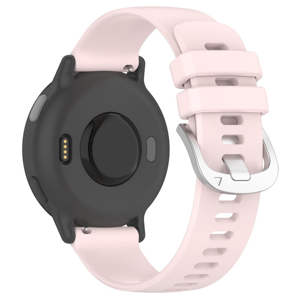 For Garmin Vivoactive 5 Liquid Glossy Silver Buckle Silicone Watch Band(Pink)