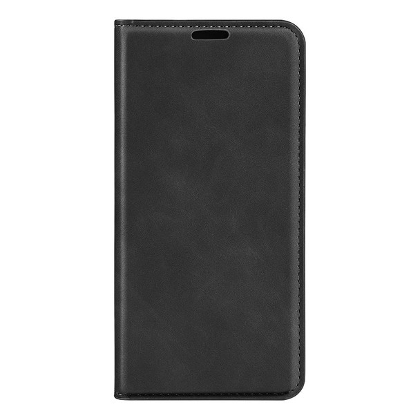 For OPPO A38 Retro-skin Magnetic Suction Leatherette Phone Case(Black)
