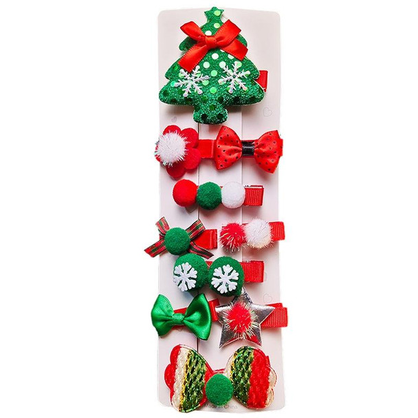 10-in-1 Children Hairpin Set Cute Girls Christmas Hairpins, Style: NO.2 Bow 