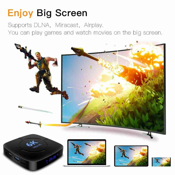 6K Ultra HD Android 12.0 Smart TV Box with Remote Control, 2GB+16GB, Allwinner H616 1.5GHZ Quad-Core(UK Plug)