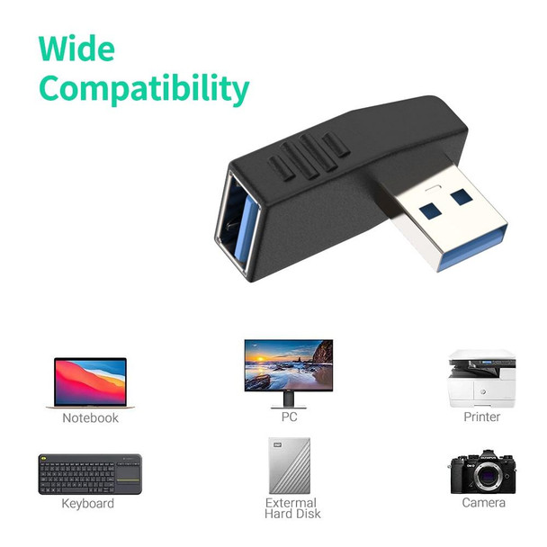 ENKAY USB 3.0 Adapter 90 Degree Angle Male to Female Combo Coupler Extender Connector, Angle:Vertical Down