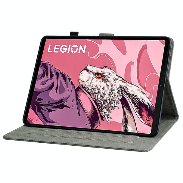 For Lenovo Legion Y700 2023 Tiger Pattern Flip Leatherette Tablet Case(Red)