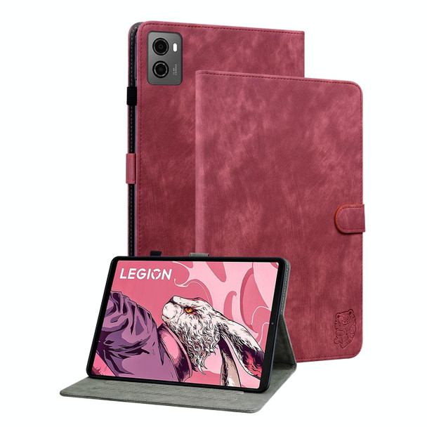 For Lenovo Legion Y700 2023 Tiger Pattern Flip Leatherette Tablet Case(Red)