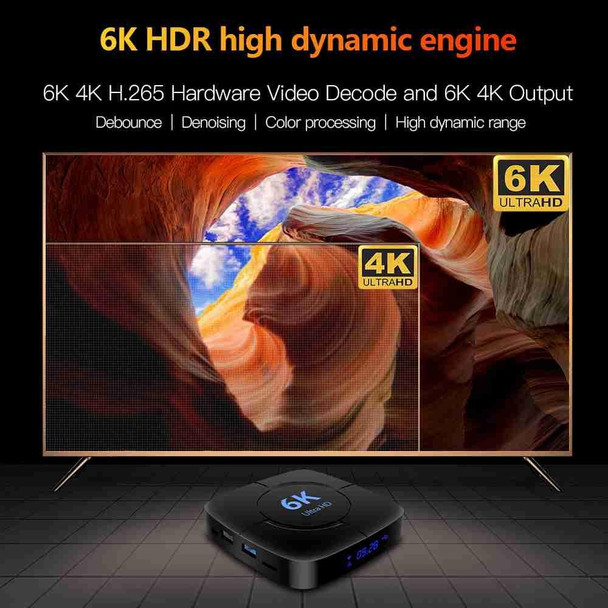 6K Ultra HD Android 12.0 Smart TV Box with Remote Control, 4GB+64GB, Allwinner H616 1.5GHZ Quad-Core(UK Plug)