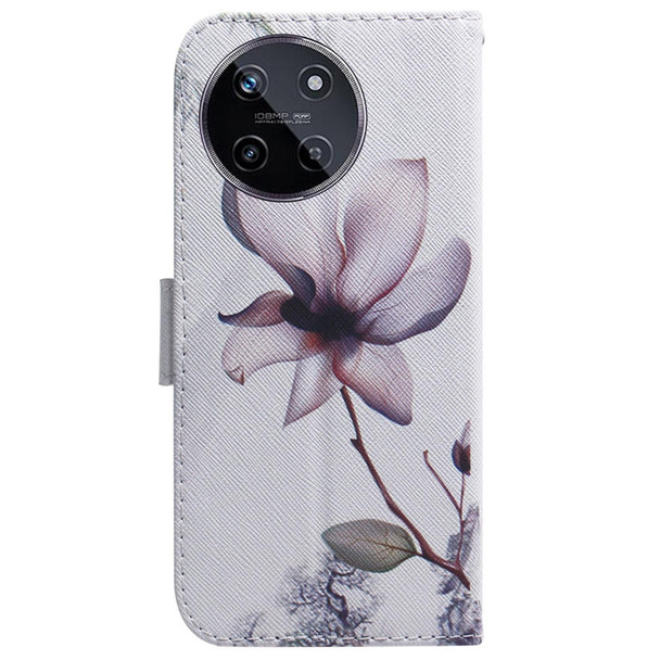 For Realme 11 4G Global Coloured Drawing Flip Leatherette Phone Case(Magnolia)