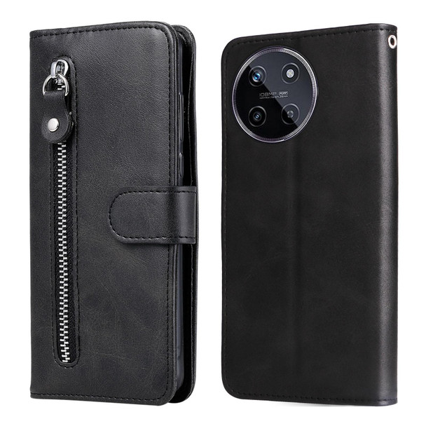 For Realme 11 4G Global Fashion Calf Texture Zipper Leatherette Phone Case(Black)