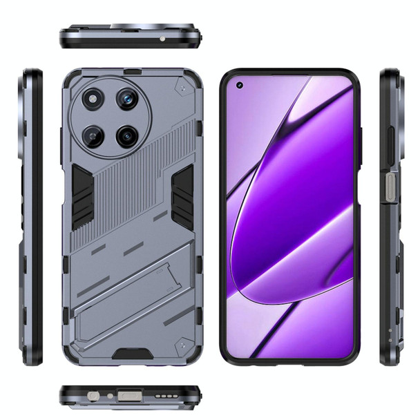 For Realme 11 4G Global Punk Armor 2 in 1 PC + TPU Phone Case with Holder(Grey)