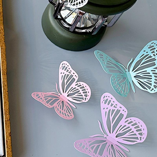 12pcs /Set 3D Simulation Skeleton Butterfly Stickers Home Background Wall Decoration Art Wall Stickers, Type: B Type Pink