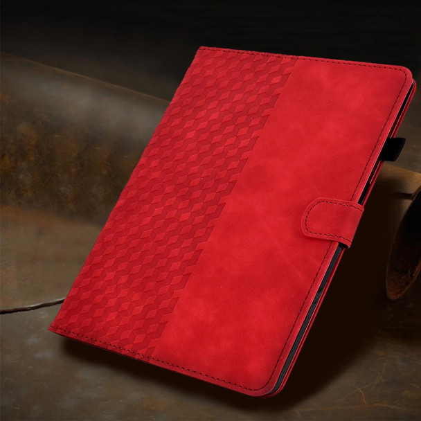 For Samsung Galaxy Tab A9+ Rhombus Embossed Leatherette Tablet Case(Red)