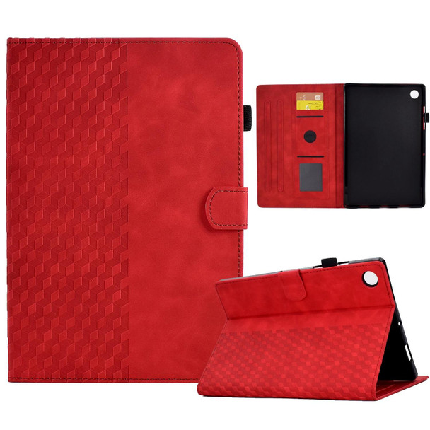 For Samsung Galaxy Tab A9+ Rhombus Embossed Leatherette Tablet Case(Red)