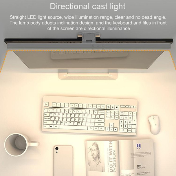 5W Computer Monitor Screen Lamp Timing Dimming Anti Blu-ray Asymmetrical Eye Protection Reading Lamp (White)