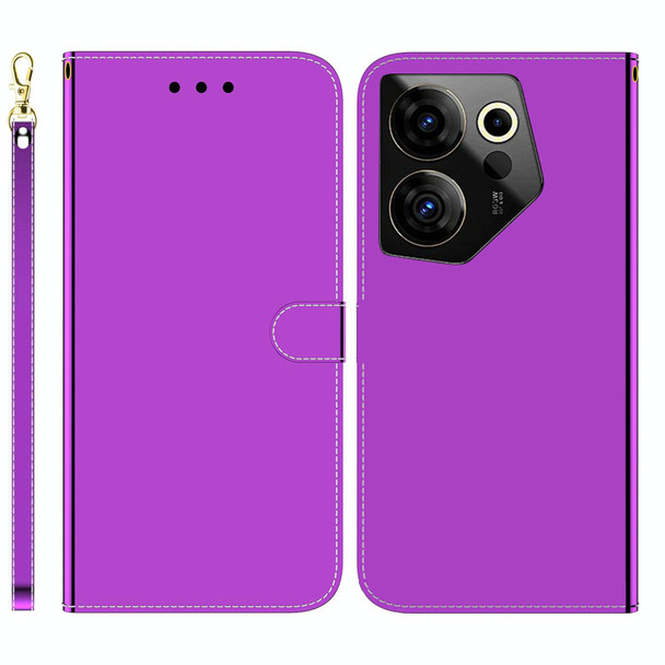 For Tecno Camon 20 Premier 5G Imitated Mirror Surface Leatherette Phone Case(Purple)