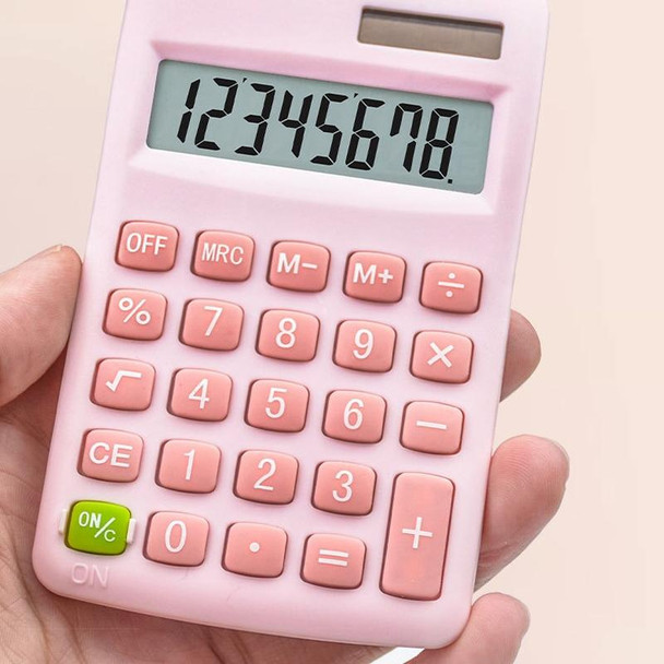 8-digit Candy Colored Solar Calculator Multifunctional Mini Student Electronic Calculator(Pure White)