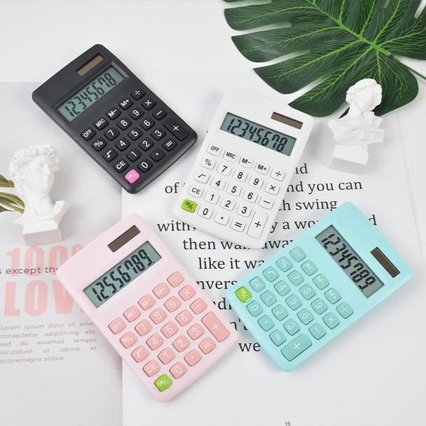 8-digit Candy Colored Solar Calculator Multifunctional Mini Student Electronic Calculator(Pure White)