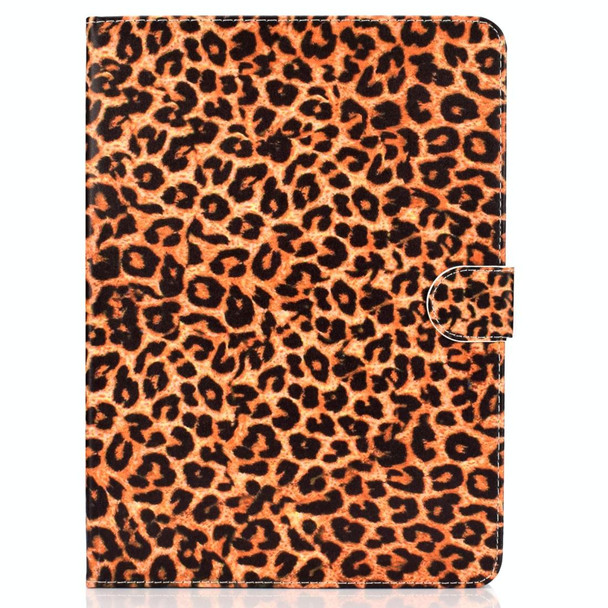 Colored Pattern Drawing Horizontal Flip PU Leatherette Case with Three-folding Holder & Sleep / Wake-up Function for iPad 5 / 6 / 8(Yellow leopard grain)