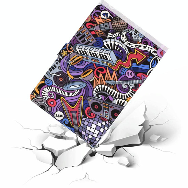 For Samsung Galaxy Tab A 10.1 (2019) T510/T515 Colored Drawing Pattern Horizontal Flip PU Leatherette Case with Holder & Card Slot(Graffiti)