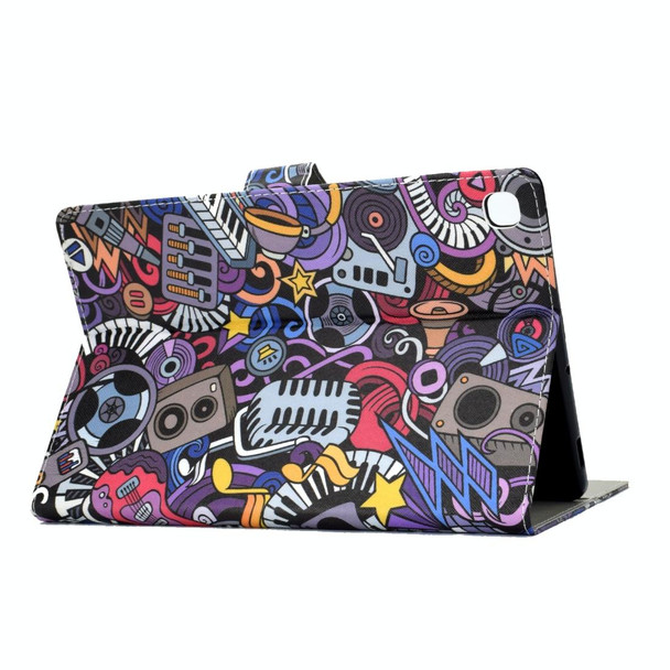 For Samsung Galaxy Tab A 10.1 (2019) T510/T515 Colored Drawing Pattern Horizontal Flip PU Leatherette Case with Holder & Card Slot(Graffiti)