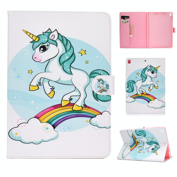 For iPad 9.7 (2017/2018) & Air 2 & Air Colored Drawing Pattern Horizontal Flip PU Leatherette Case with Holder & Card Slot & Sleep / Wake-up Function(Unicorn)