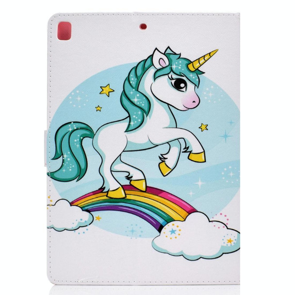 For iPad 9.7 (2017/2018) & Air 2 & Air Colored Drawing Pattern Horizontal Flip PU Leatherette Case with Holder & Card Slot & Sleep / Wake-up Function(Unicorn)