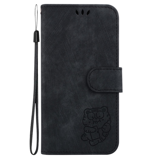 For Realme 11 4G Global Little Tiger Embossed Leatherette Phone Case(Black)