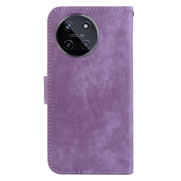 For Realme 11 4G Global Little Tiger Embossed Leatherette Phone Case(Purple)
