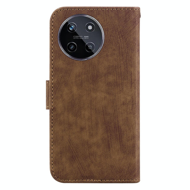 For Realme 11 4G Global Little Tiger Embossed Leatherette Phone Case(Brown)