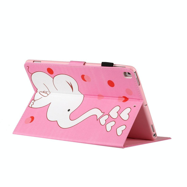 For iPad 9.7 (2017/2018) & Air 2 & Air & iPad Pro 9.7 Colored Drawing Pattern Horizontal Flip PU Leatherette Case with Holder & Card Slot & Sleep / Wake-up Function(Loving Elephant)