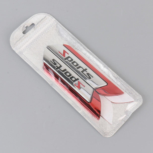 1 Pair Car SPORTS Personalized Aluminum Alloy Decorative Stickers, Size: 11.5 x 2.5 x 0.5cm (Red)